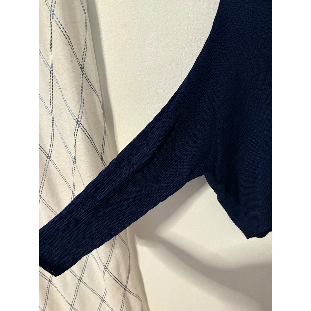NWT Lauren Ralph Lauren Navy Blue Ribbed V-Neck Dolman Sleeve Sweater XL - Picture 7 of 8